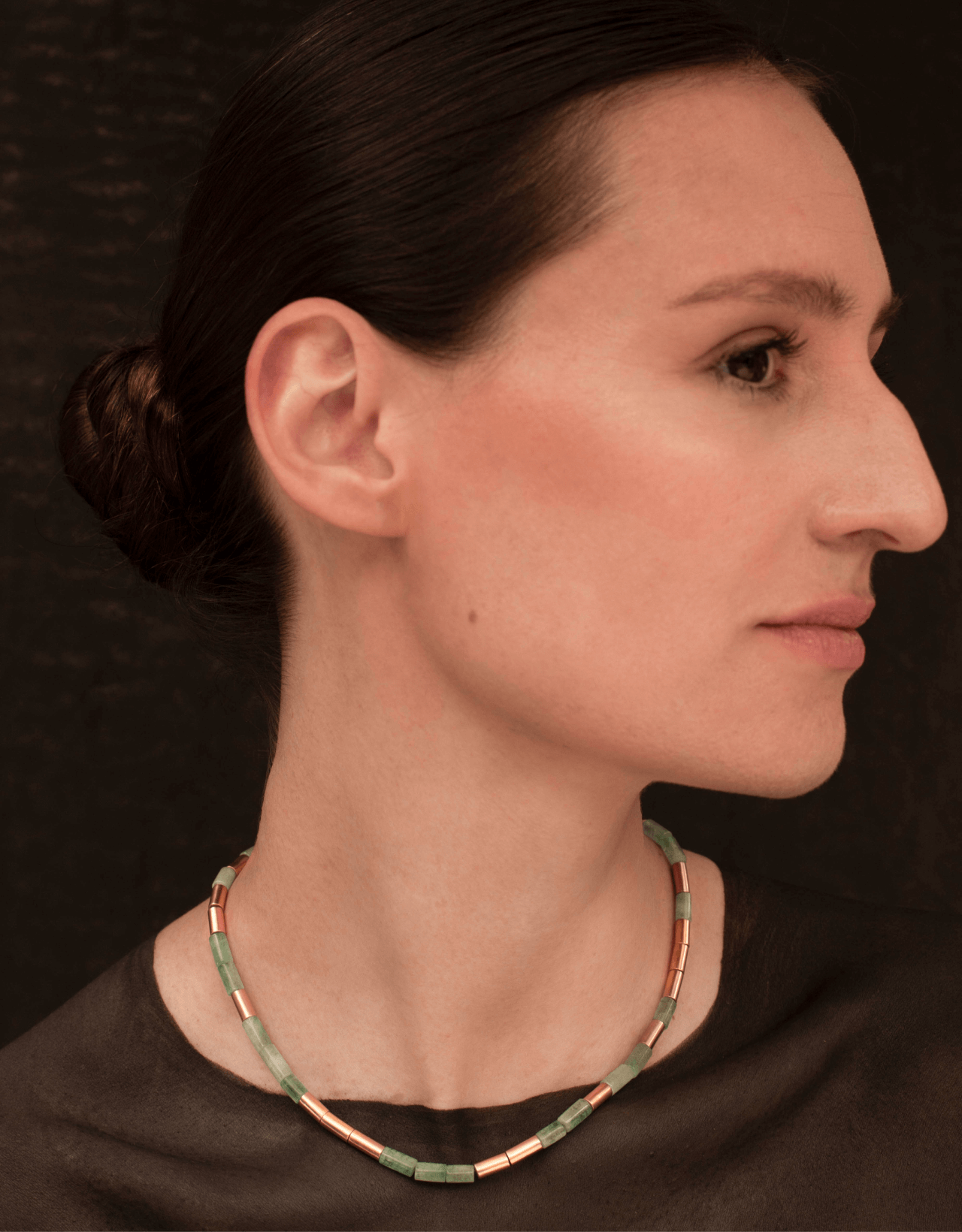 Emerald and Gold Cylinders Necklace