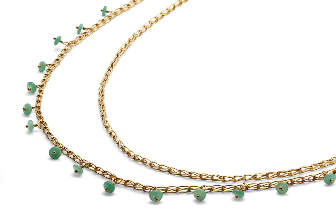 Gold Handmade Chain with Morallan Emeralds