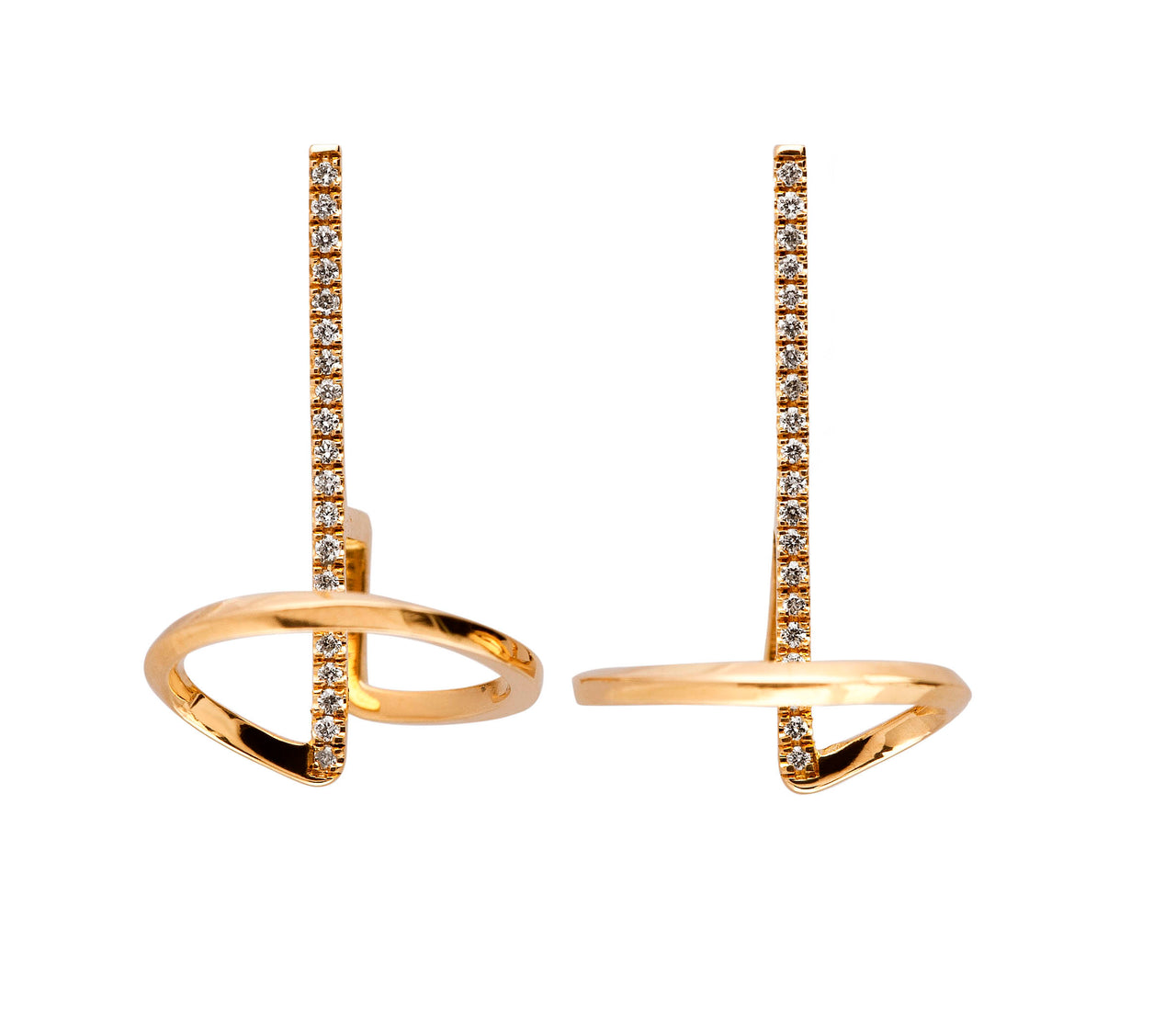 Gold Earrings Parts of the Whole S with Diamonds